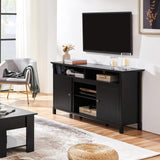 Black TV Stand for TVs up to 65 Inch, Modern Media Entertainment Center with Double