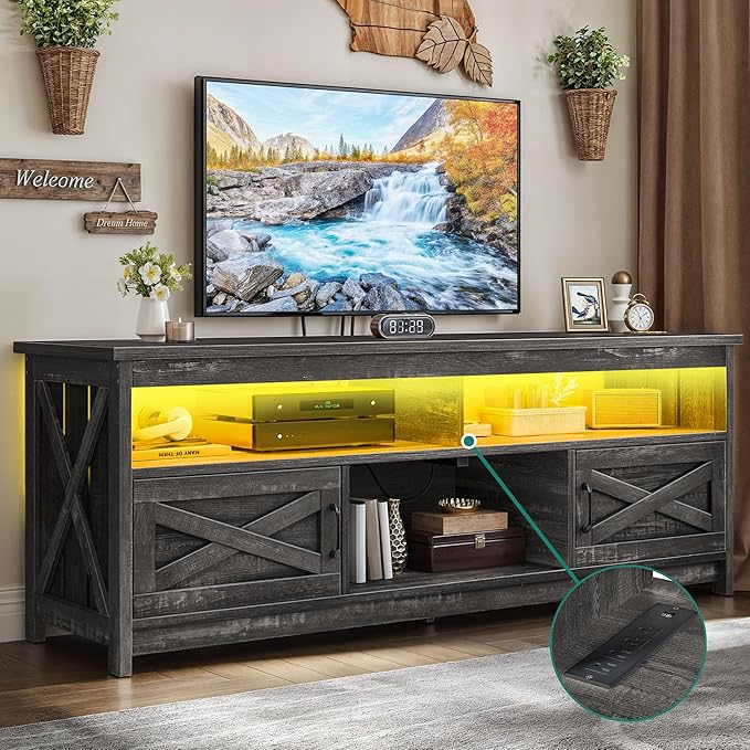 Farmhouse TV Stand for 65 Inch Television Stand, Entertainment Center