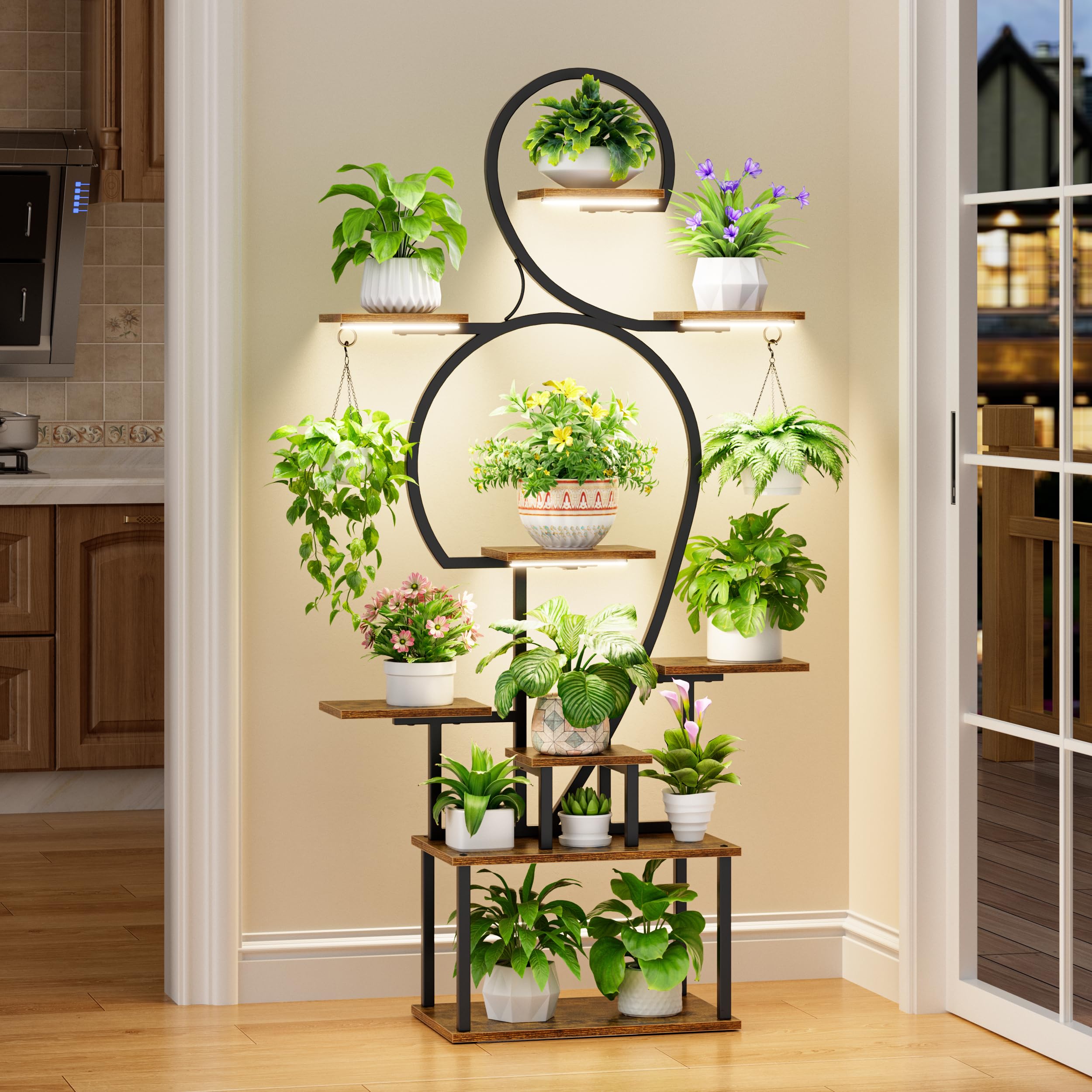 9-Tier 63" Plant Stand with Adjustable Grow Lights