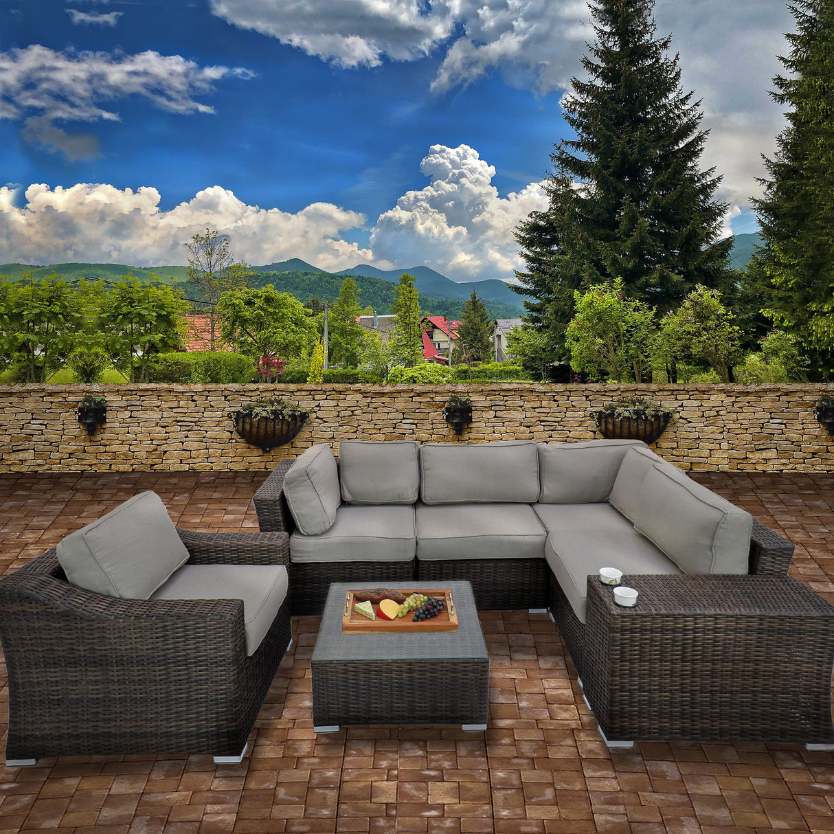 SV42-SVYN701-7P Outdoor Patio Furniture, Black