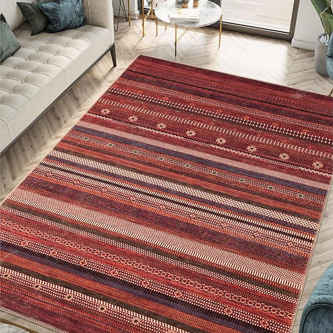 Machine Washable Area Rugs with Non-Slip Backing, Ideal for Hallway, Living Room