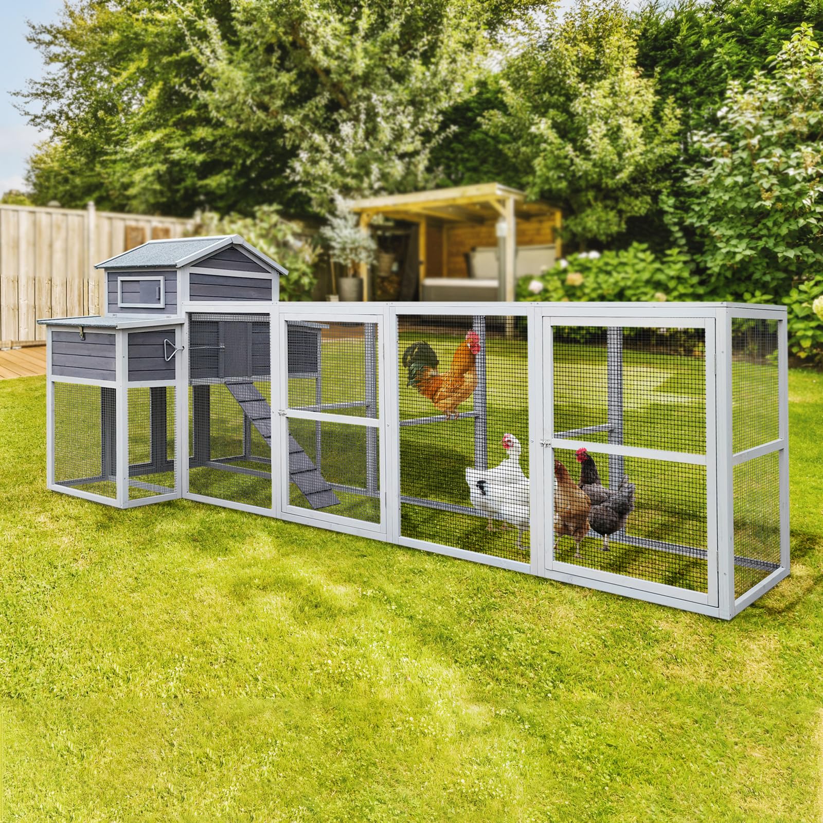150" Large Chicken Coop for 6-10 Chickens, Outdoor Chicken House