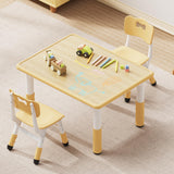 Kids Table and 2 Chairs Set, Height Adjustable Toddler Table and Chair Set, Graffiti Desktop