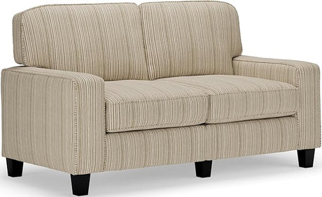 Palisades 61" Track Arm Sofa, Easy Care Polyester, Soft Pillow Back, Pocket Coil Seat Cushions, Removable Covers, Loveseat or Couch for Small Spaces, Living Rooms or Bedrooms, Buckwheat Beige