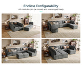 Sectional Sleeper Sofa, Modular Couch with Memory Foam, Storage Under