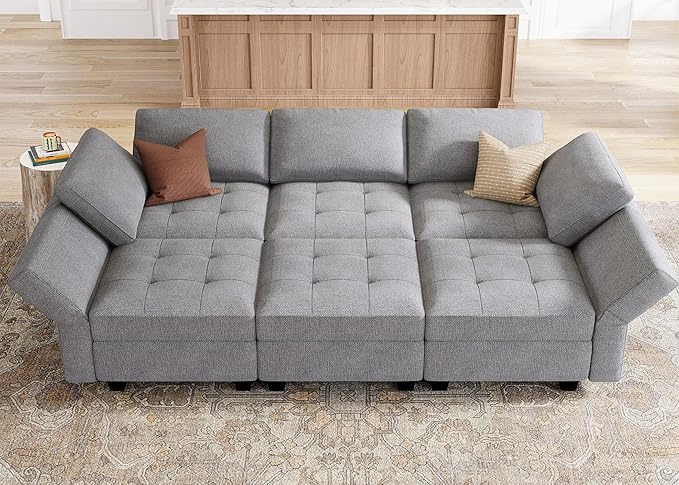 Sleeper Modular Sectional Sofa 9 Seater Velvet Sectional Sofa with Storage Sectional