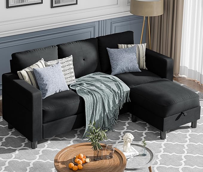 Sectional Couches for Living Room, Small L Shaped Couch Sofa with Ottoman