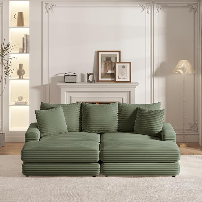 U-Shaped Oversized Corduroy Modular Sectional Sofa Couch