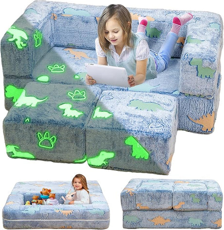 Toddler Couch, Glow in The Dark Kids Play Couch Toddler Fold Out Couch, Kids Fold