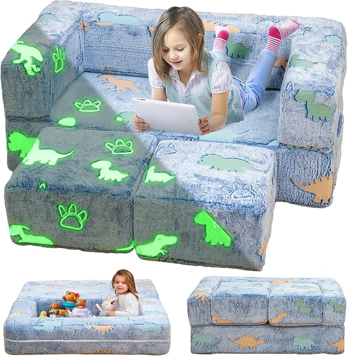 Toddler Couch, Glow in The Dark Kids Play Couch Toddler Fold Out Couch