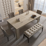 5-7.2FT Extendable Dining Table for 6-8 People, Modern Midcentury Extendable Dining Room Table with Leaf