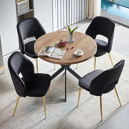 5-Pieces 37-Inch Dining Table Set for 4 - Space Saving Round Table and Chairs