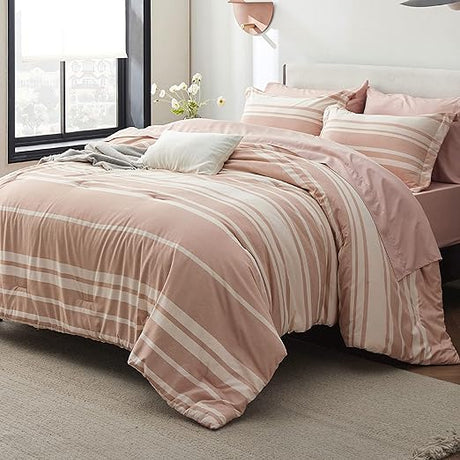 Grey White Striped Comforter for Queen Size Bed