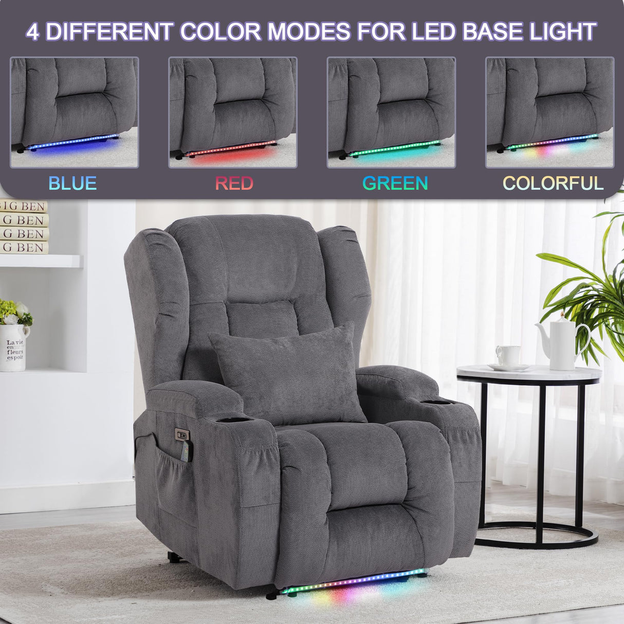 Power Recliner Chair, Home Theater Seating with LED Ambient Light