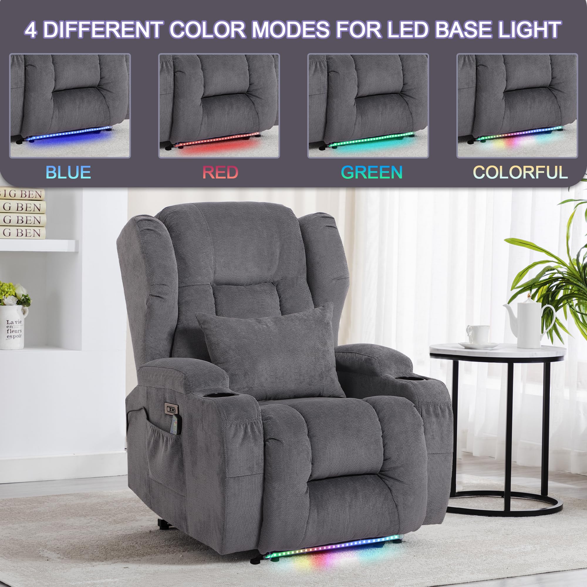 Power Recliner Chair, Home Theater Seating with LED Ambient Light