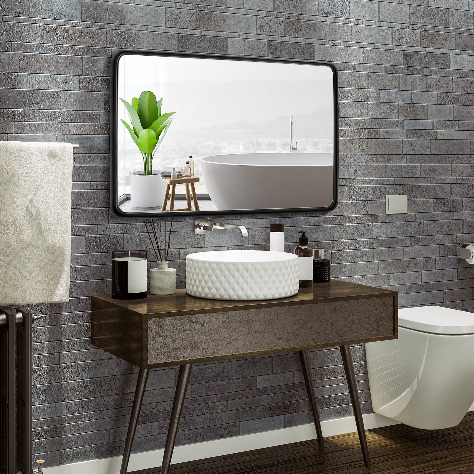 Bathroom Mirror, Rectangle Decorative Wall Mounted Bathroom Vanity Mirror