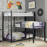 Crossman Metal Twin Triple Bunk Bed in Sand Black