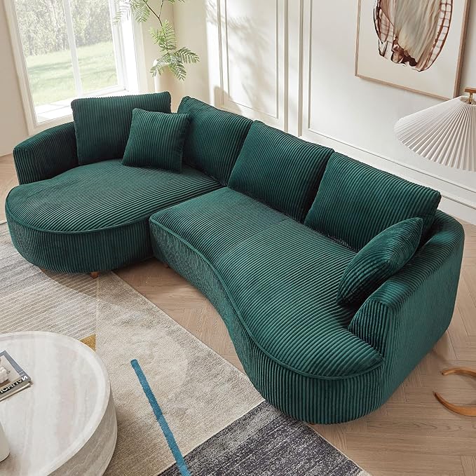 110.23" Curved Sofa with 360 Swivel Arm Chair - Modern Upholstery Boucle 3 Seat Couch