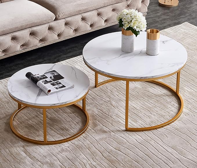 Modern Nesting Coffee Table Set of 2 for Living Room