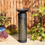 Metal Fountain Outdoor Bird Bath Water Fountains with LED Light, Pump & Adapte
