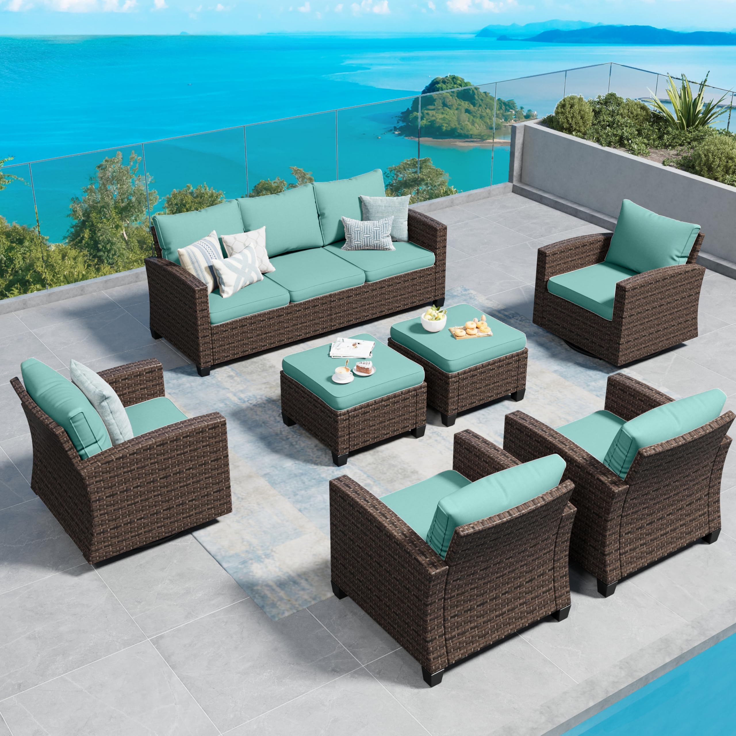 Loveseat Patio Sofa，Outdoor 2-seat Wicker Rattan Patio Sofa