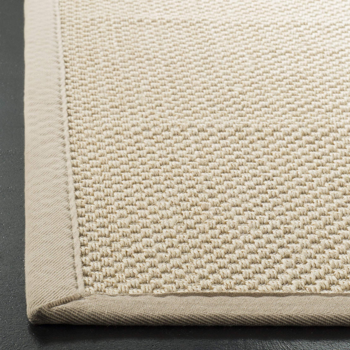 Natural Fiber Area Rug 9' x 12' - Ivory & Light Beige Border Sisal