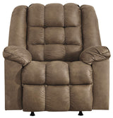 Signature Design by Ashley Adrano Faux Leather Tufted Rocker Recliner with Heat and Massage, Brown