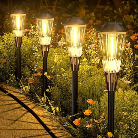 Solar Pathway Lights Outdoor 8 Pack, Bright Solar Lights Outdoor Garden 2-Color