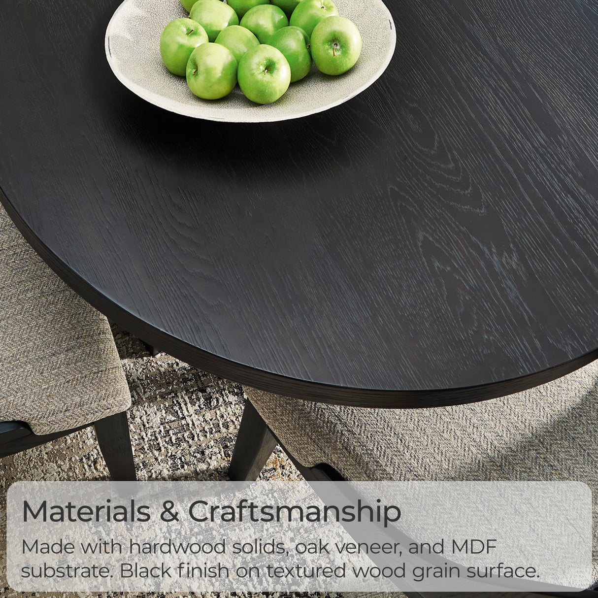 Rowanbeck Minimalist Dining Table for 8 People - Black