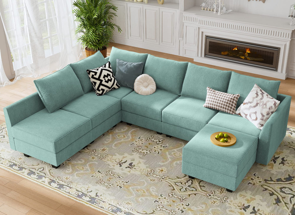 Modular Sectional Sofa with Storage Ottoman Fabric Modular Couch