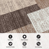 Contemporary Distressed Boxes Area Rug - Brown