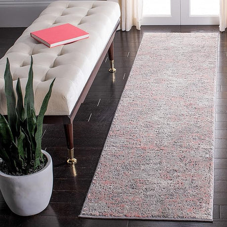 Meadow Collection Accent Rug - 2' x 5', Grey & Pink, Modern Abstract Design