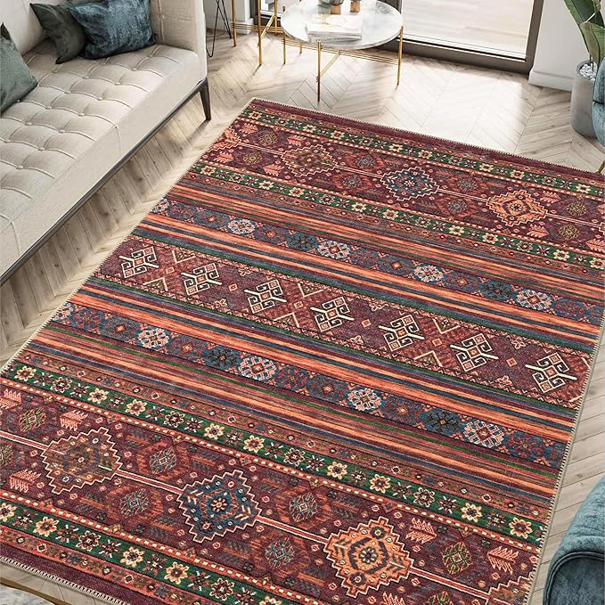 Machine Washable Area Rugs with Non-Slip Backing, Ideal for Hallway, Living Room