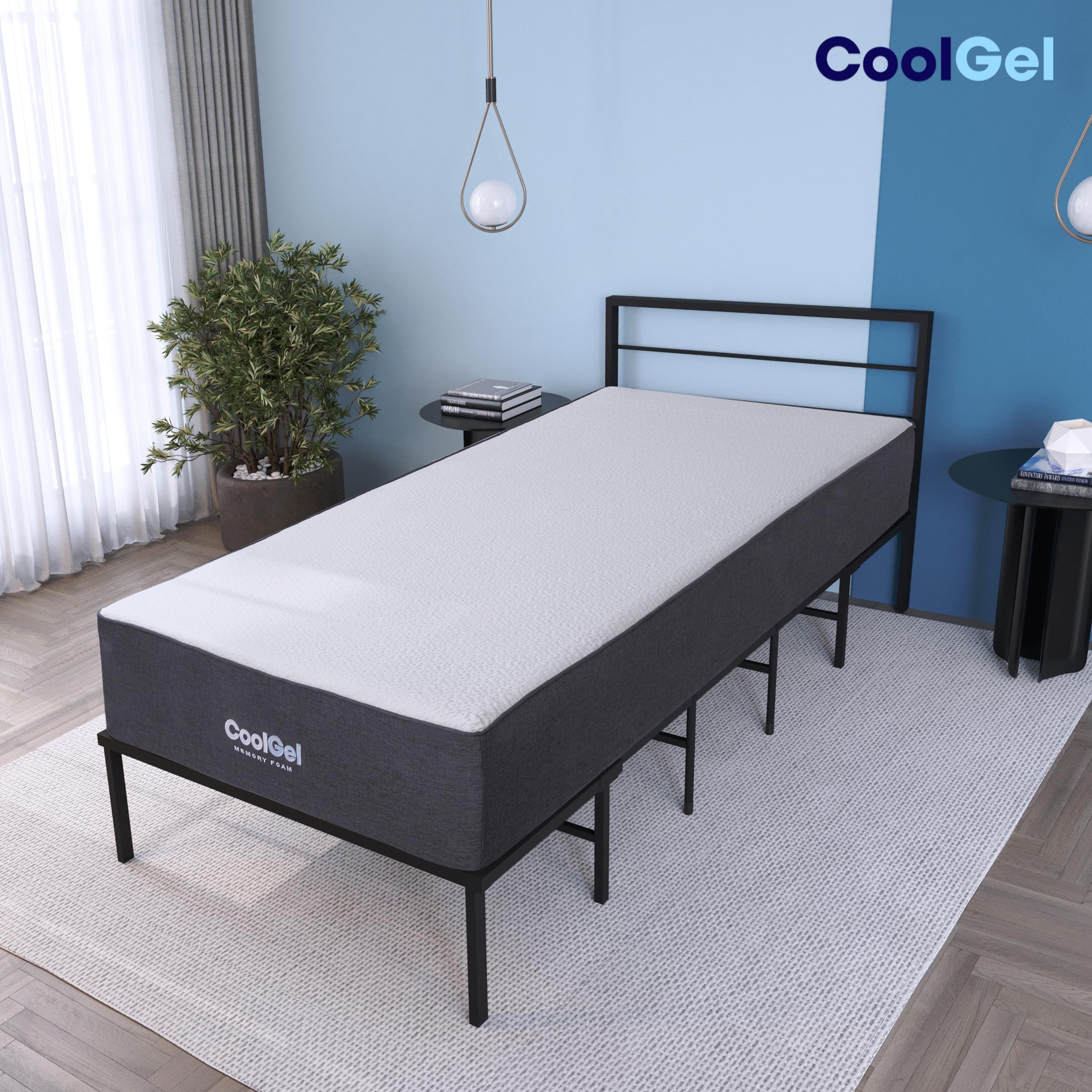 Hedva Metal Bed Frame with Mattress in a Box