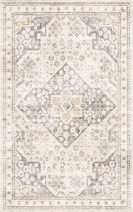 Washable Vintage Area Rug 9x12，Printed Vintage Home Decor)