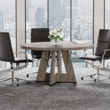 47-Inch Round Conference Table for 4-6 People, Wooden Meeting Room Table with Thicken