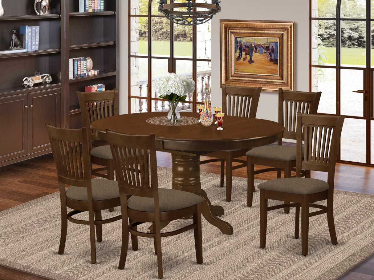 KEVA7-ESP-C 7 Piece Kitchen Table & Chairs Set Consist of an Oval Dining Room Table