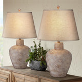 Bentley Rustic Farmhouse Table Lamps 29" Tall Set of 2 Brown Leaf Hammered Metal Pot