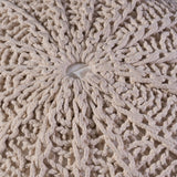 Agatha Knitted Cotton Pouf, Beige Small