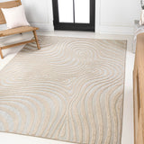 SCN103D-4 Maribo High-Low Abstract Groovy Striped Beige/Cream 4 ft. x 6 ft
