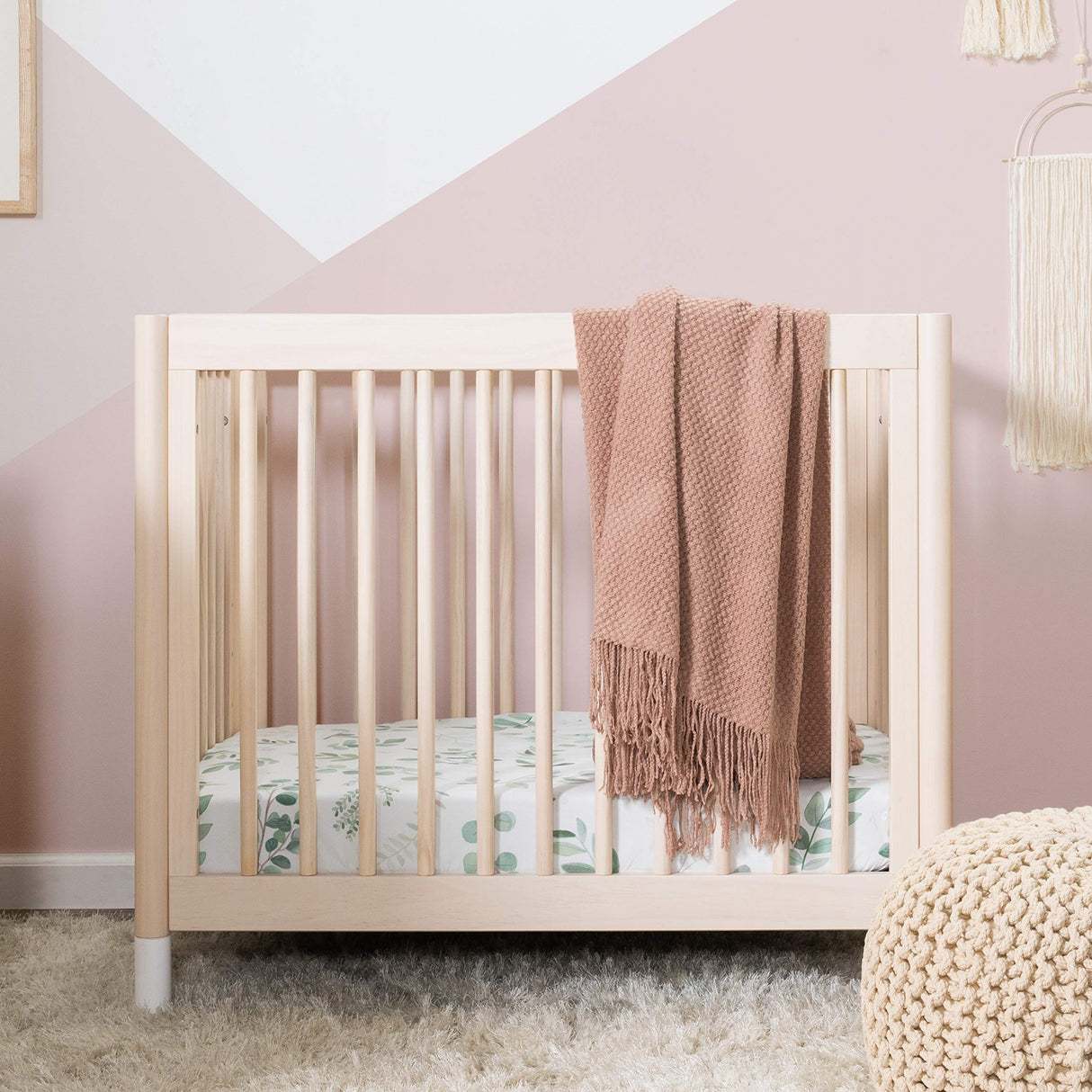 Gelato 4-in-1 Convertible Mini Crib in Washed Natural and White, Greenguard Gold