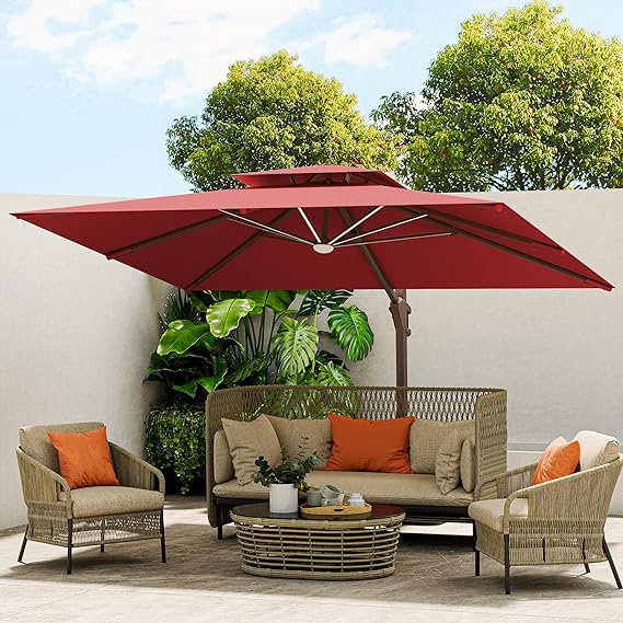 13Ft Patio Umbrella Outdoor Double-Sided Market Extra Large Table Umbrella