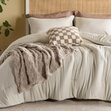 Comforter Queen Size 5 Pieces - Queen Size Comforter Set with Checkered Throw