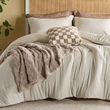 Comforter Queen Size 5 Pieces - Queen Size Comforter Set with Checkered Throw