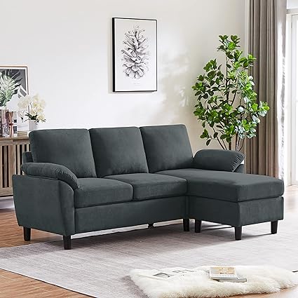 79" Convertible Sectional Sofa, Small L Shaped 3 Seat Couch with Reversible