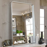 24 x 36 Inch Vanity Mirror, Silver Trimmed Wall Mounted Mirrors,