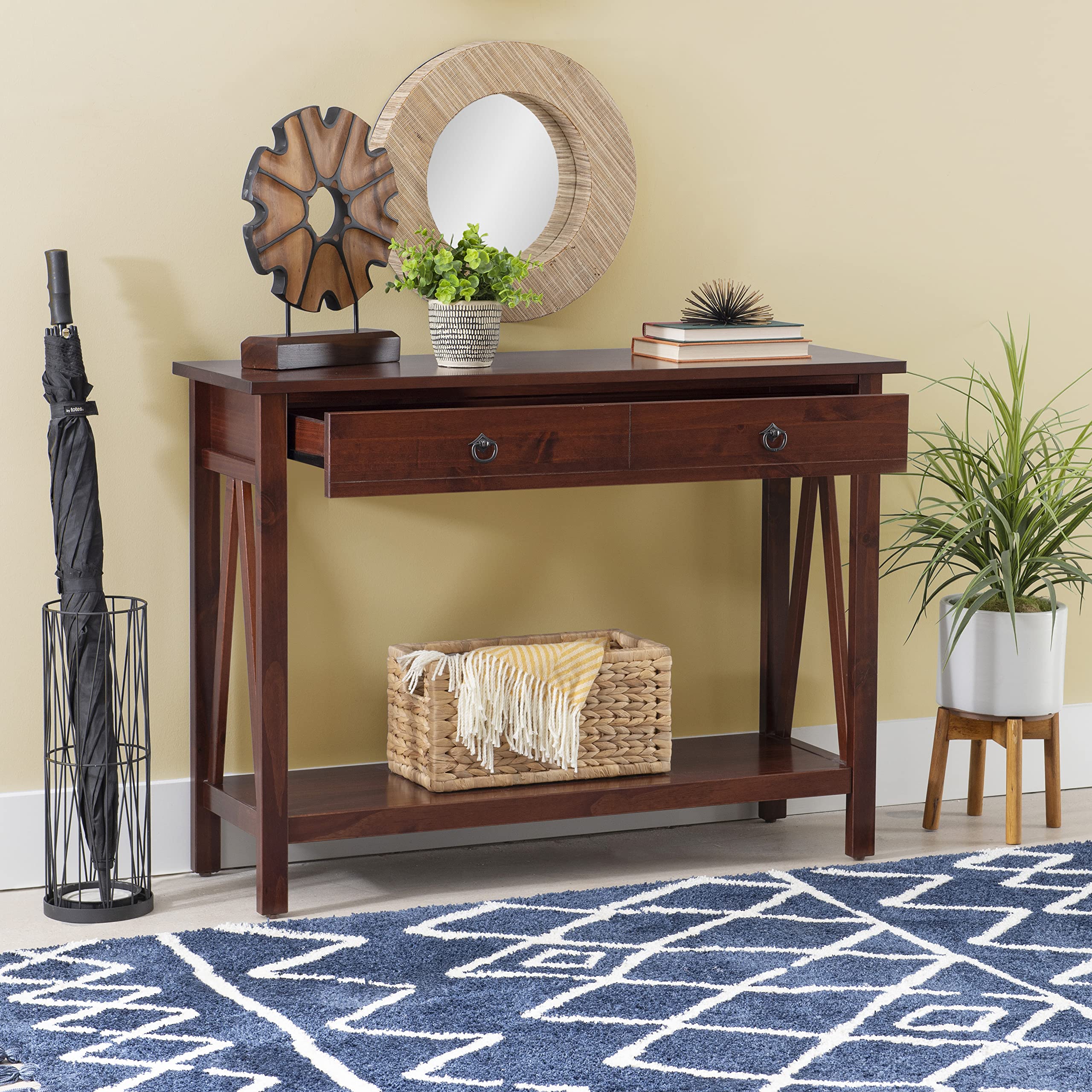 Home Dcor Console Table, 42.01"w x 13.98"d x 30.71"h, Antique Tobacco