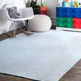 Ago Geometric 8x10 Wool Area Rug - Light Blue & Ivory