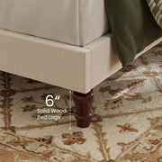 PNZOZO Queen Size Bed Frame with Headboard Upholstered Sleigh Bed Frame Platform Bed Frame No Box Spring Needed | Wood Slats | Cream White Easy Assembly