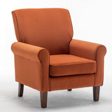 Traditional Arm Chairs for Living Room, Bedroom, and Office, Accent Armchair Featuring Birch Wood Frame and Elegant Curved Armrests, Orange